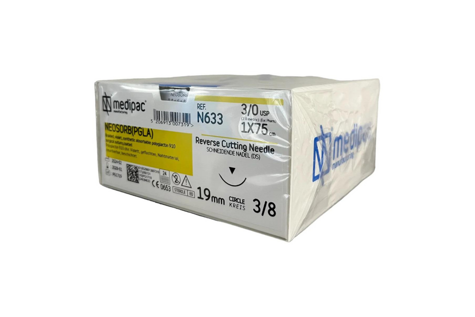 Neosorb (svare til Vicryl almindelig) - Resorberbar. Pakning med 24 stk.