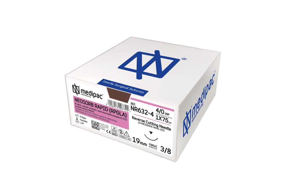 Neosorb (svare til Vicryl rapid) - Flettet rapid sutur. Hurtig resorberbar. Pakning med 24 stk.
