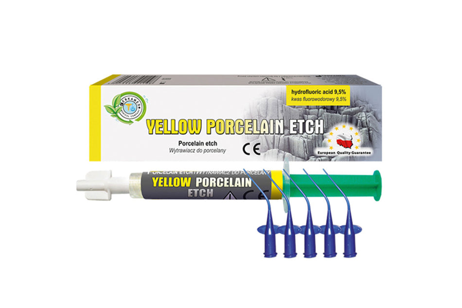 Yellow Porcelain Etch  9,5 % Hydroflourid, pakning med 2 ml