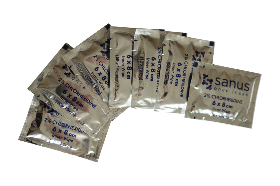 2% klorhexidin servietter, pakning med 100 stk