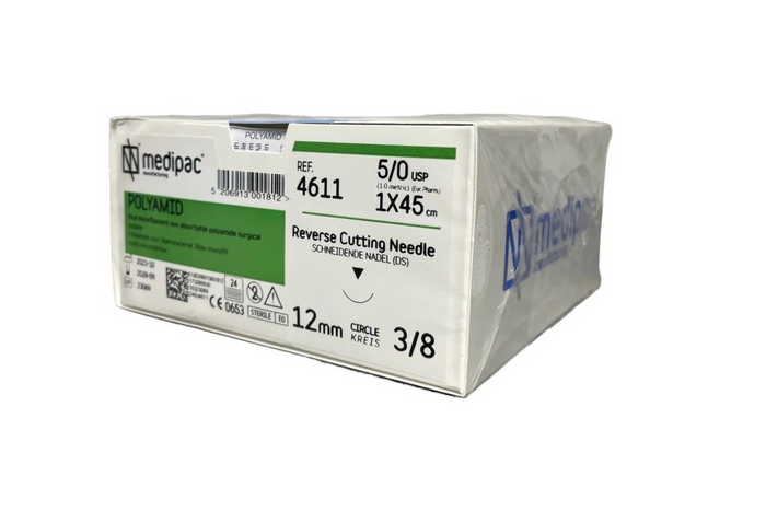 Polyamid (Nylon), monofilament ikke resorberbar sutur, pakning med 24 stk